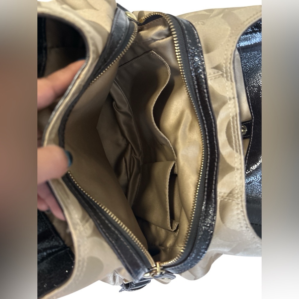 Coach Signature C Beige & Brown Leather Hobo Bag - Picture 7 of 12